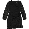 thumbnail image 1 of bar III Vestido acampanado con volantes para mujer, negro, 2, 1 of 2