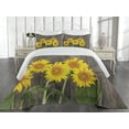 thumbnail image 2 of Ambesonne Garden Quilted Coverlet 3 Pcs, Helianthus Sunflowers, King Size, Brown Yellow Green, 2 of 4