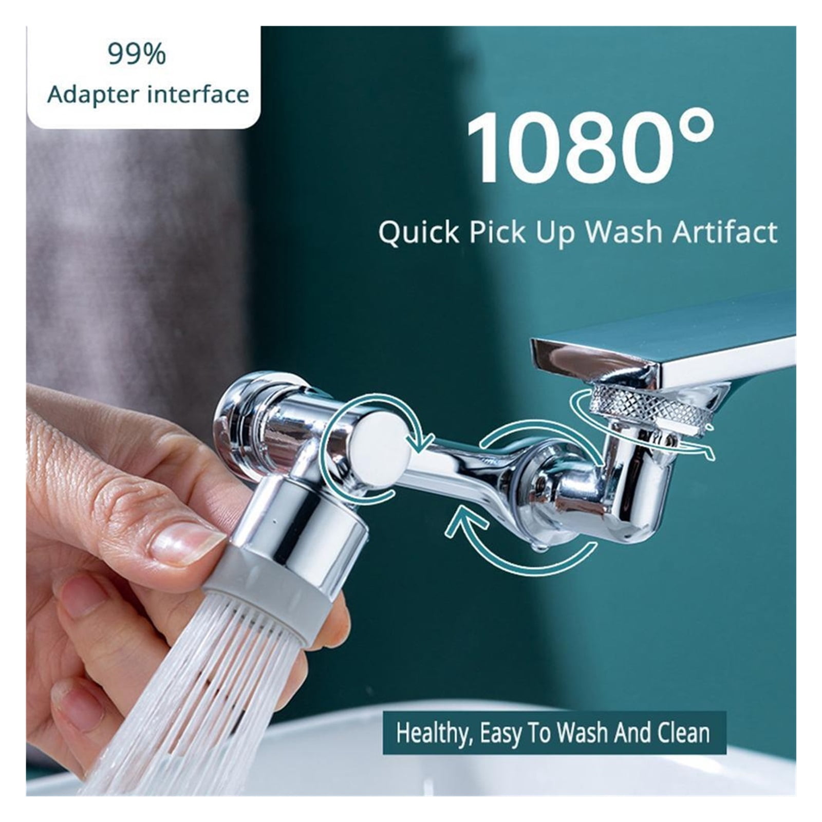 1080 Degree Universal Extension Faucet Washbasin Tap Splash Aerator Splash Filter Faucet Faucet Adaptor Rotary Robot Arm Faucets