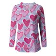 thumbnail image 4 of Blusa con cuello en V de manga larga con estampado de día de San Valentín suelto informal a la moda para mujer Fridja FKASFK4155, 4 of 4