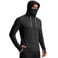thumbnail image 2 of Men's Sun Protection Hoodie with Built-in Face Mask and Long Sleeves Featuring Ice Silk Fabric in Black Blue Brown Green for Summer Fishing Hiking Cycling or Outdoor Work Black L, 2 of 5