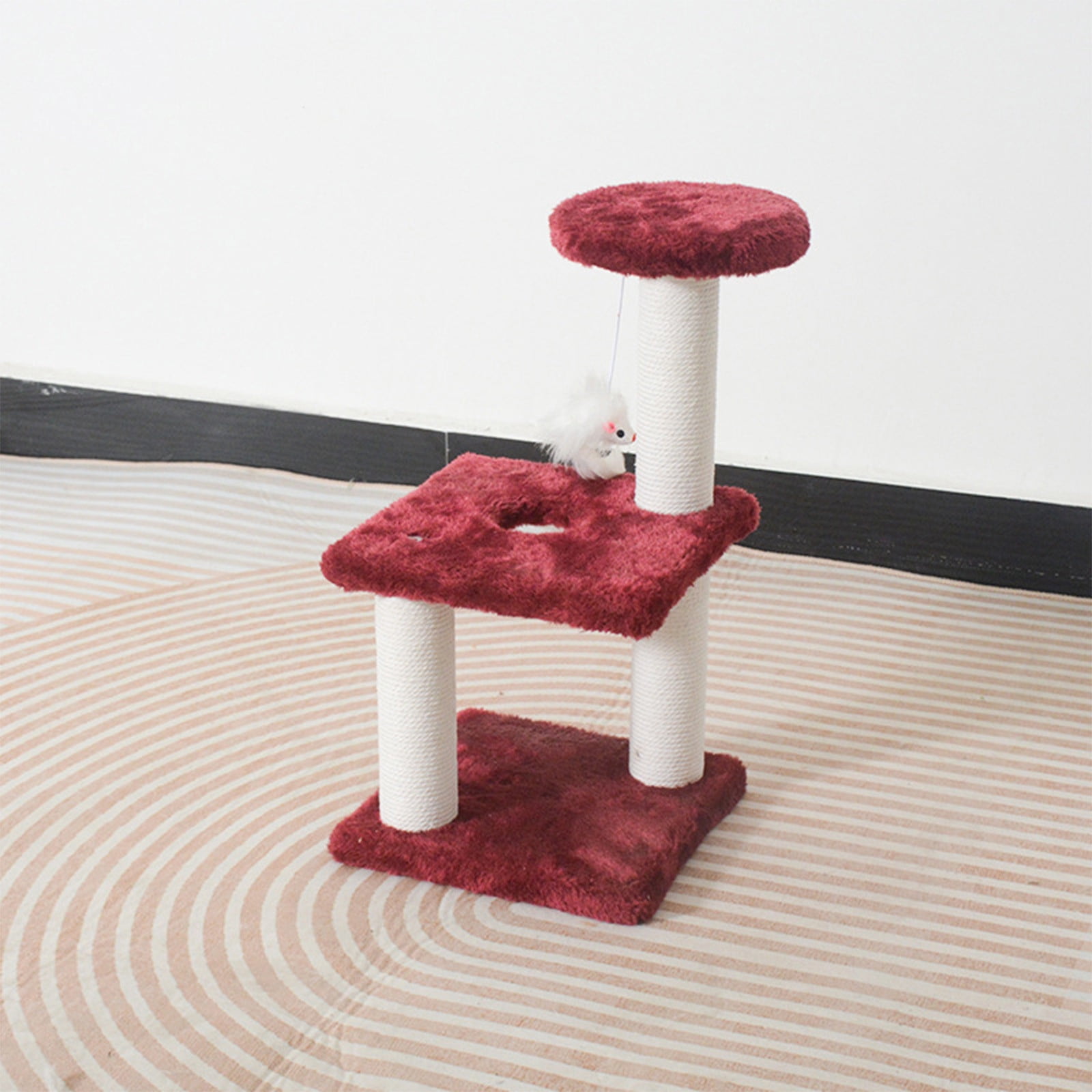 Yhmxh Small Cat Tree Tower With Sisal Scratching Pole, Multifunction Cat Scratching Post for IndoorInteractive Toy with Danging Ball for Indoor Cats, Scratching Post Easy Installation Tower for Cats