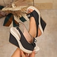 thumbnail image 2 of Byworldtasic Womens Buckle Peep Toe Fashion Sexy Evening Slingback Wedge High Heel Pumps Shoes, 2 of 9