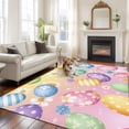 thumbnail image 2 of 5'x7' Area Rugs for Living Room Bedroom, Easter Colorful Eggs Washable Rug Carpet Runner Indoor Outdoor, White Daisy Spring Flowers Non Slip Floor Mats Area Rug for Kitchen, Nursery, 2 of 8