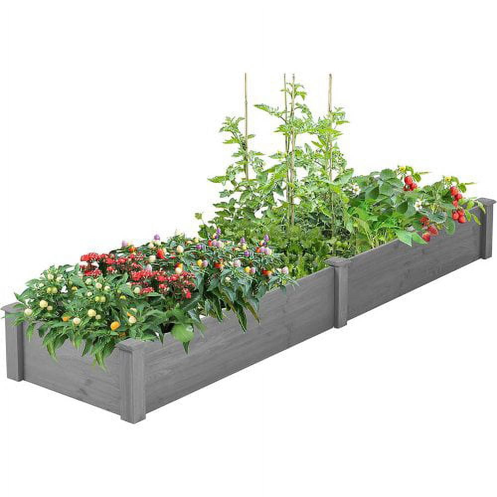 Howcool 8x2ft Outdoor Raised Garden Bed, Large Wooden Planter Box for Vegetables & Flowers, Above Ground Gardening Bed, Easy Assembly for Backyard Patio, Gray, 96x28x10''