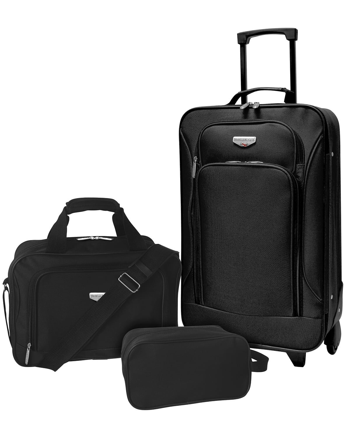 Travelers Club 3 Piece Euro carry-on Luggage Set, Black 