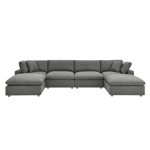 Modway Commix Canapé Sectionnel 6 Pcs Surrempli Garni de Duvet Gris