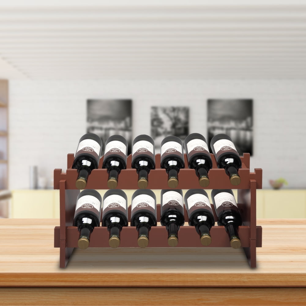 Veryke 2Tier Wine Rack, P2 MDF 12 Bottles Stackable Wine Bottle