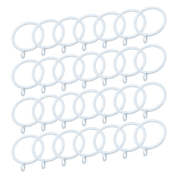 Uxcell 28 Pcs Metal Steel Curtain Rod Rings for Home Office with Eyelets Rings 1.5 inch ID White