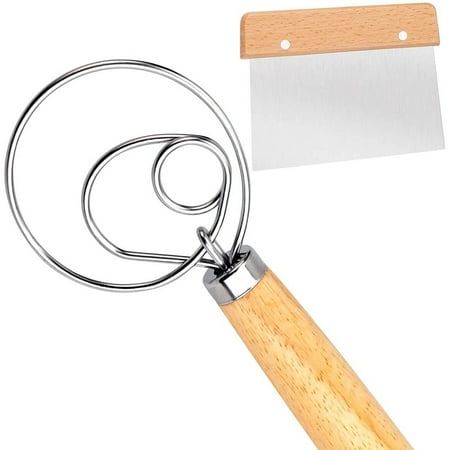 

Dough Whisk Bread Mixer Stainless Steel Whisk with A Dough Scraper for Bread Pastry or Pizza Dough