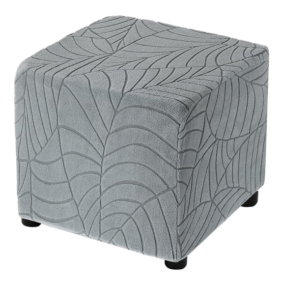 Leaf Pattern Square Stretch Foot Stool Cover Fit Length 13"-18", Light Gray