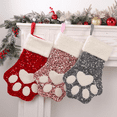 thumbnail image 2 of 1PC Shining Glitter Plush Dog Paw Christmas Stocking Large Candy Gift Bag Holiday Decoration Hanging Ornament for Xmas Party Decor, 2 of 9