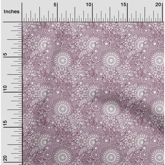oneOone Viscose Jersey Eggplant Purple Fabric Floral Mandala Artistic Sewing Fabric By The Yard Printed Diy Clothing Sewing Supplies 60 Inch Wide