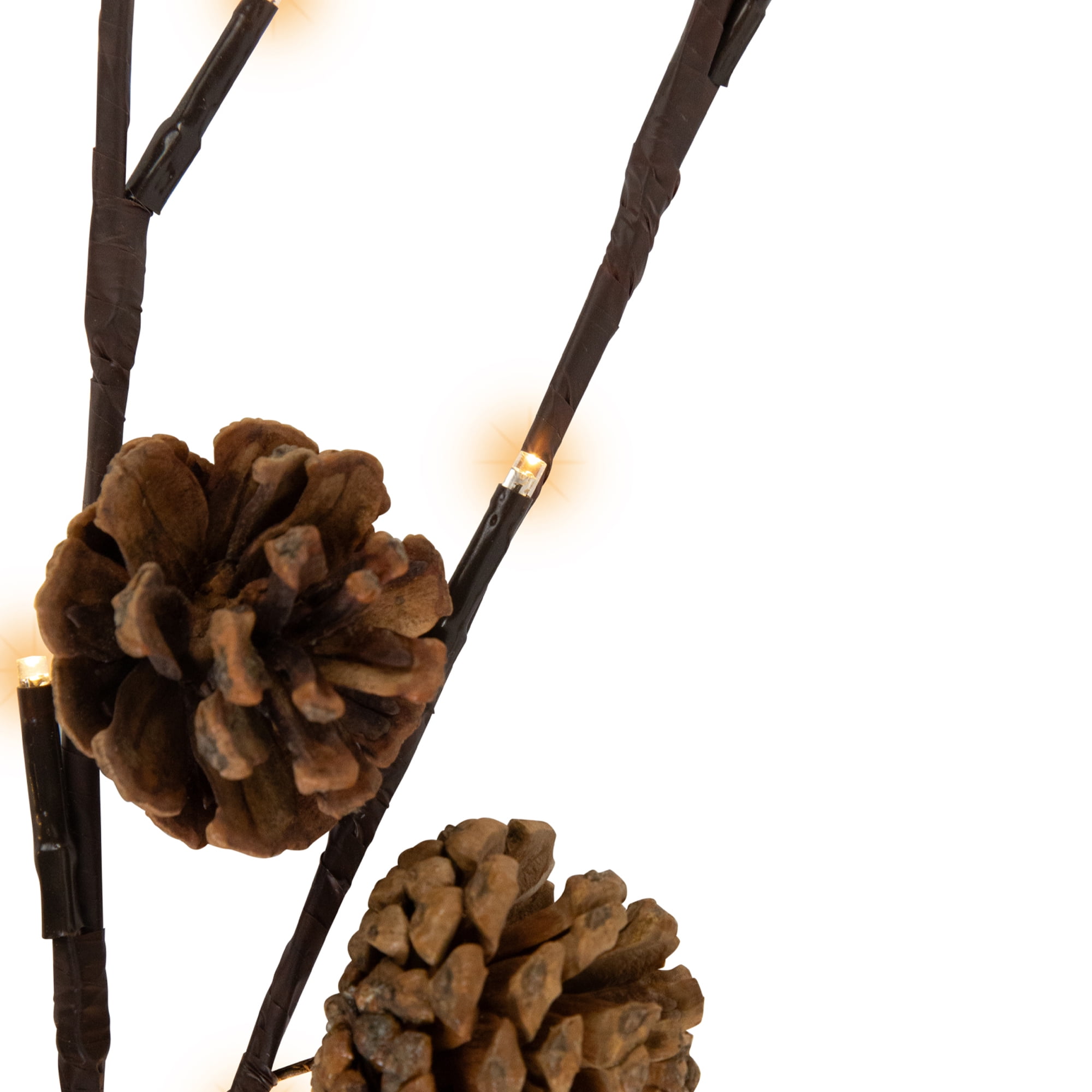 Northlight Lighted Pinecone Christmas Branch Bundle - 23" - Warm White LED - Set of 3