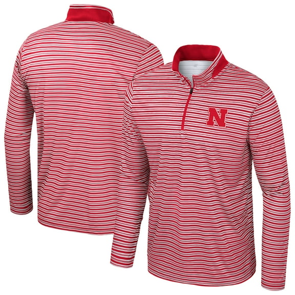 Men's Colosseum Scarlet Nebraska Huskers Striped Quarter-Zip Top
