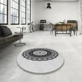 thumbnail image 4 of Ahgly Company Machine Washable Indoor Round Transitional Platinum Gray Area Rugs, 6' Round, 4 of 7