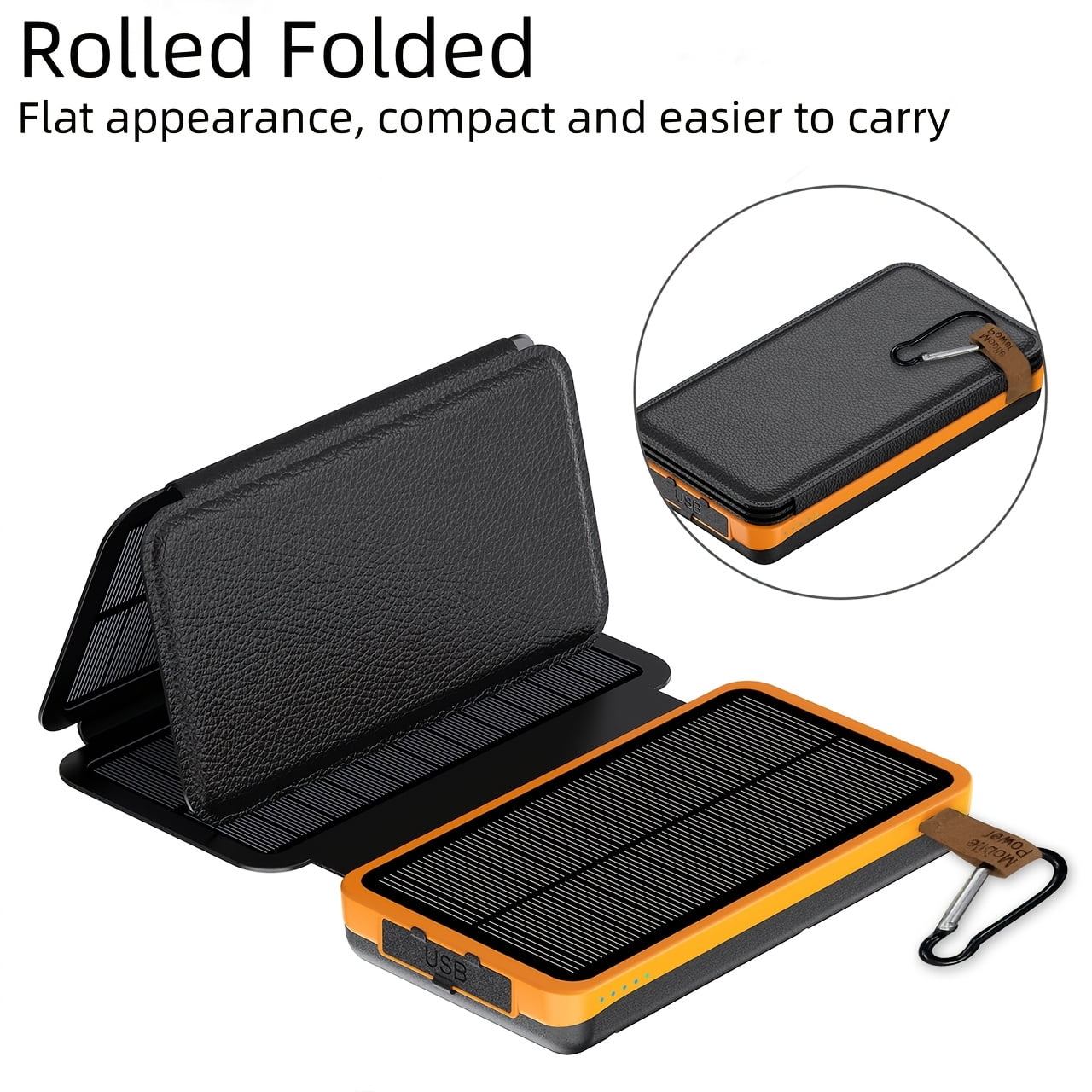 Tri-Folding Solar Power Bank 38800mAh, 4 Solar Panel Portable Charger with LED Lights for Smartphones, Tablets, Camping & Hiking