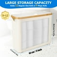 thumbnail image 4 of Toilet Paper Storage Basket for 12 Rolls, Papers Container with Bamboo Lid,Medium Toilets Holder，Stackable & Foldable，Organizer for Bathroom, Light Khaki, 1 Pack, 4 of 9