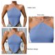 thumbnail image 3 of Camisola sin espalda con cuello halter para mujer en color azul L, con dobladillo curvo y detalle de nudo, 3 of 4