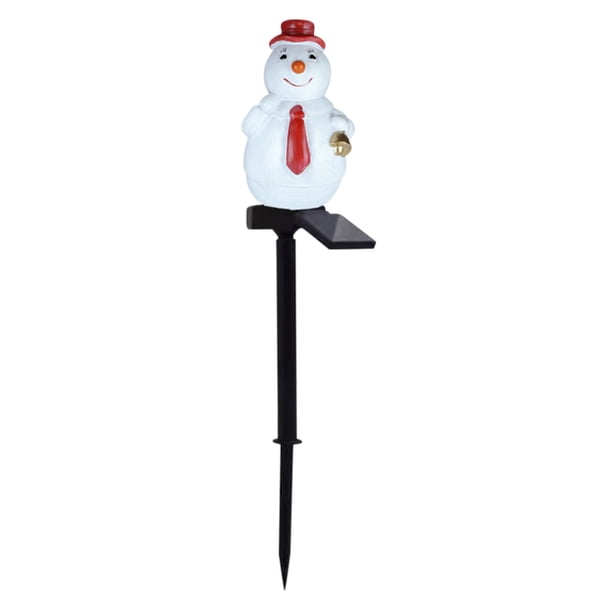 Nueva lámpara solar navideña de resina con forma de muñeco de nieve para patio, lámpara navideña para jardín.
