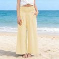 thumbnail image 4 of Grblisyd Girls Pants Size 10-12 Kids Striped Casual Elastic High Waist Cotton Linen Trousers with Pockets, 4 of 6