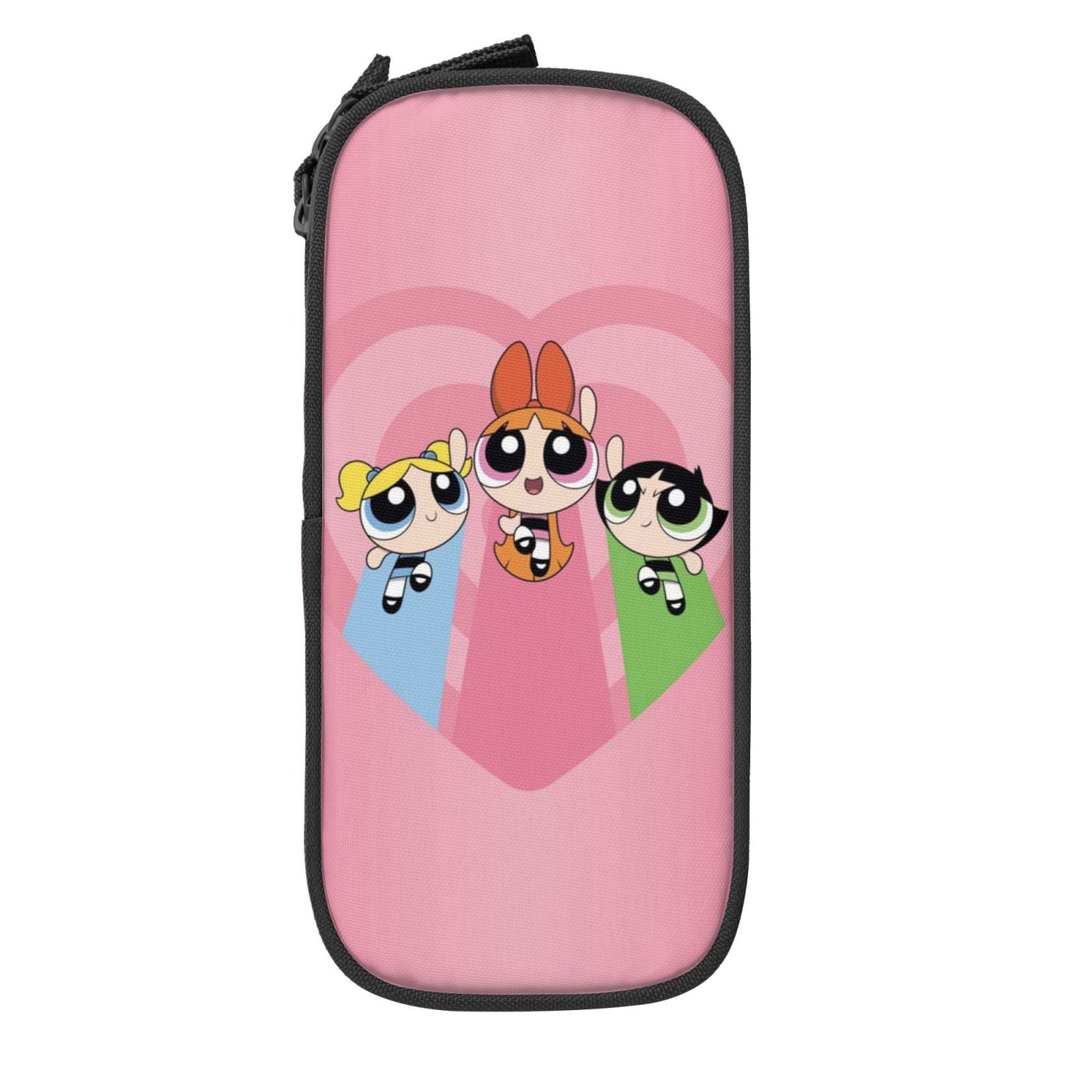The Powerpuff Gi-rls Pencil Case Large Capacity Pencil Pouch Penbag Office Stationery Organizer Travel Makeup Bag Black