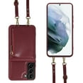 thumbnail image 3 of Nalacover RFID Blocking Wallet Case for Samsung Galaxy S21 Plus, Shockproof PU Leather Magnetic Button Zipper Purse Card Slots & Kickstand Crossbody Phone Case with Shoulder & Wrist Strap,Winered, 3 of 12