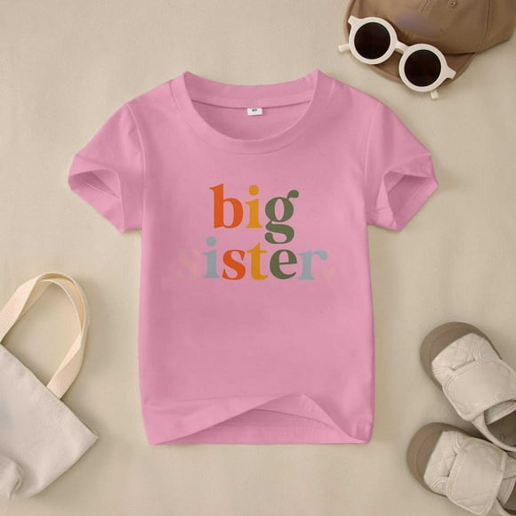Girls Tops for Big Sisters - Cute Summer Short Sleeve T-Shirt with Sailor Collar for 1 to 13 Years Old