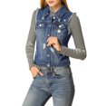 thumbnail image 6 of INSPIRE CHIC Women's Turn Down Collar Button Denim Washed Vest, 6 of 7