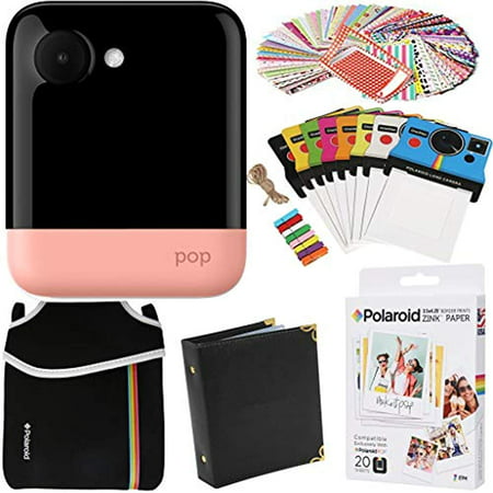 Polaroid POP Instant Camera (Pink) Gift Bundle + ZINK Paper (20 Sheets) + Pouch + 100 Sticker Border Frames + Hanging Frames +