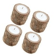 Chuangji 4pcs Wooden Candlestick Pine Wooden Stump Candle Holder