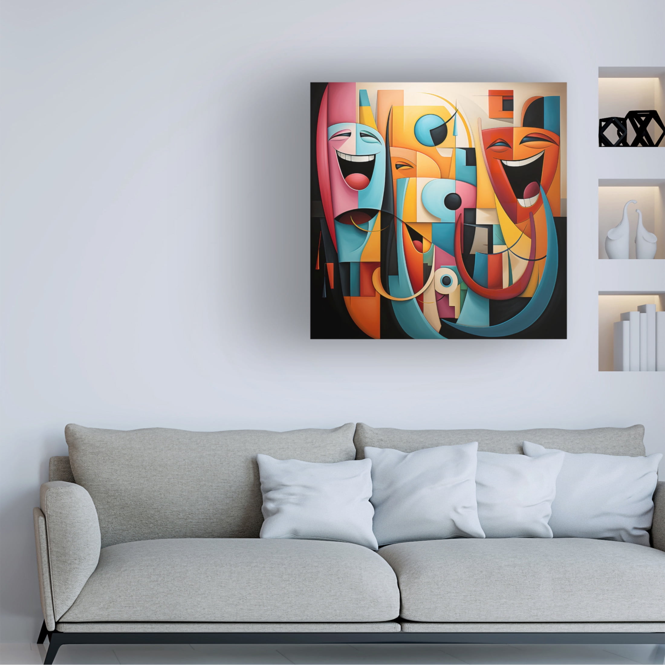 Canvas Wall Art - Ray Heere 'Happy Cubism 2' Wall Art for Living Room, Bedroom, or Office Décor by Trademark Fine Art - 24 x 24 Inches
