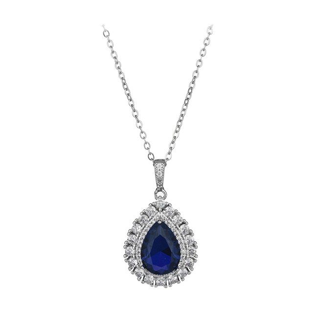 Collar con colgante de gota para mujer, joyería novedosa, collar para compromiso Azul