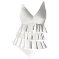 thumbnail image 4 of Duoif Maillot de Bain une Pièce pour Femmes, Maillot de Bain à Volants, Robe de Bain Rétro Couvrante, Maillots de Bain pour Femmes, Contrôle du Ventre, Blanc G, 4 of 4