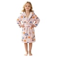 thumbnail image 3 of REDARER Kids Hooded Flannel Bathrobe Rainbow Sun Print Plush Robe with Pockets Tie Belt Warm Sleepwear for Home Shower Nightwear,6-7 Years, 3 of 5