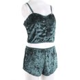 thumbnail image 3 of Dewadbow Women 2pcs Velvet Sleepwear Spaghetti Strap Velvet Shorts Pajama Set Ladies Sleepwear female Pajama Party Set, 3 of 6