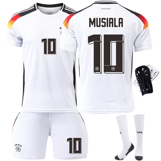 Germany Home Euro 2024 Jersey Football Shirt Kids Men's Kit No. MUSIALA With socks+protective gear 28