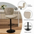 thumbnail image 4 of Hawsaiy Modern Bar Stools Set of 2, Adjustable Faux Leather Upholstered Swivel Bar Stools, Counter Height Bar Chairs with Back for Kitchen Island, Khaki, 4 of 6