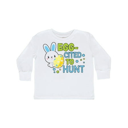 

Inktastic Eggcited To Hunt with Bunny Holding Easter Egg Gift Toddler Boy Girl Long Sleeve T-Shirt