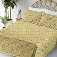 thumbnail image 3 of Ambesonne Bird Print Fitted & Flat Sheet with Sham 3 Pcs Set, Japanese Crane Pattern, Twin, Pale Earth Yellow, 3 of 5