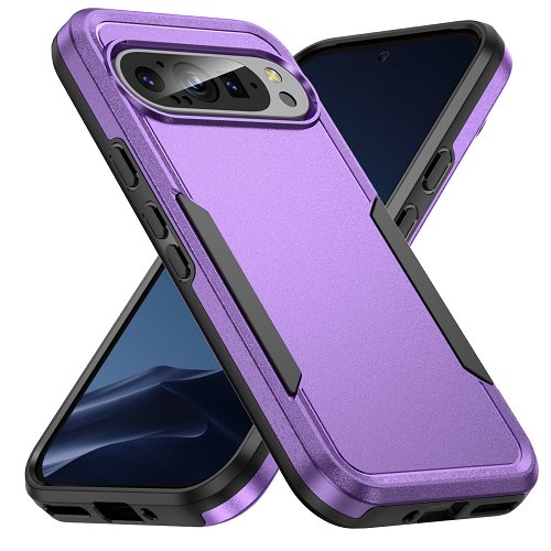 TopSave New Style Matt Polish PC+TPU 2 in 1 Slim Lightweight Shockproof, Rugged, Protective Armor Case For Google Pixel 9 Pro XL 6.8", Purple