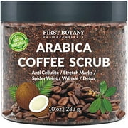 100% Natural Arabica Coffee Scrub with Organic Coffee Coconut and Shea Butter - Best Acne Anti Cellulite and Stretch Mark treatment Spider Vein Therapy for Varicose Veins  Eczema 10 oz