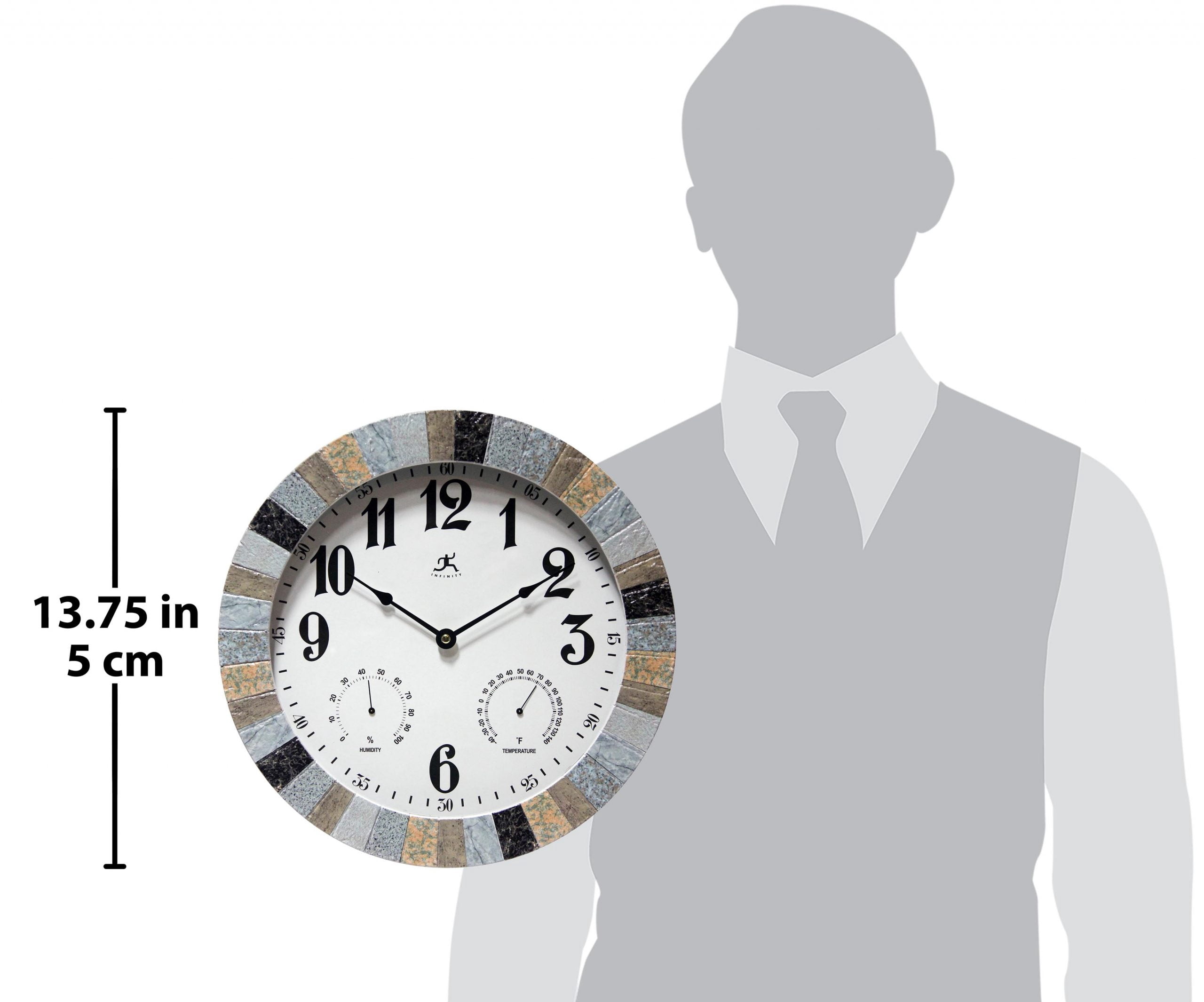 Infinity Instruments Indoor/Outdoor 13" x 13" Gray Analog Round Natural Wall Clock
