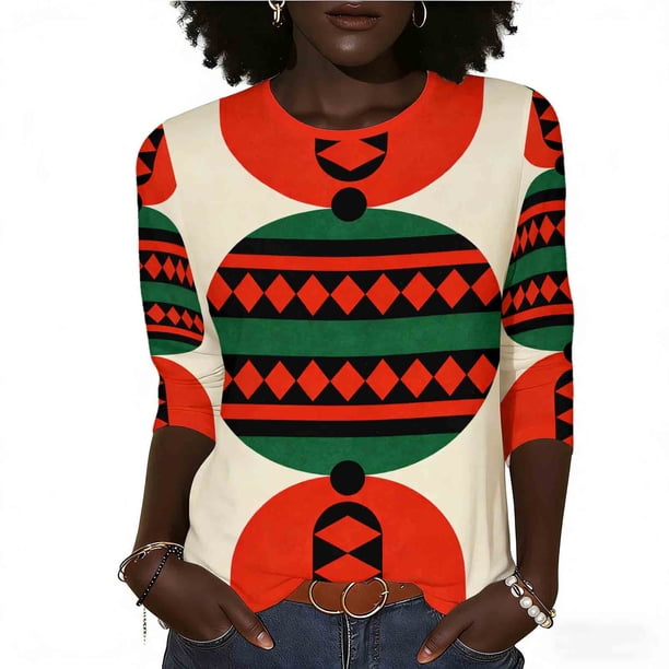 Otoño 3/4 Manga Tops para las Mujeres 2025 Impresas Blusas Casuales Cuello en V Vestido Camisas de Verano