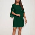 thumbnail image 5 of vigerkar Women's 2026 Flutter Sleeve Dress Crew Neck Chiffon Formal Wedding Guest Party Short Dresses (Green, XXL), 5 of 7