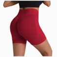 thumbnail image 3 of KPOPLK Women's Biker Shorts 2.5" No Front Seam High Waist Hidden Scrunch Workout Gym Yoga Running Shorts,Wine,Size L, 3 of 5