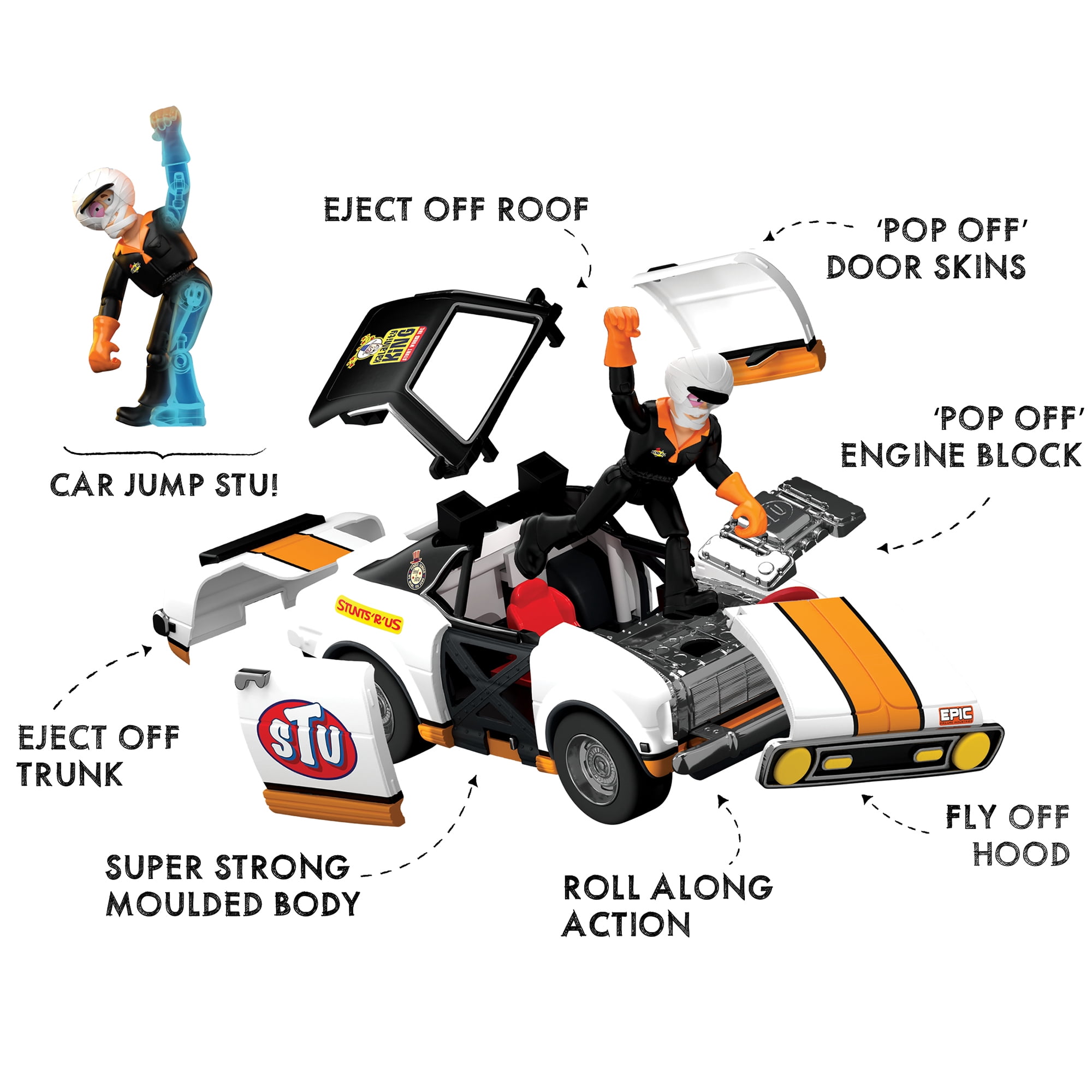 Stuntman Stu - Race Ace Stunt Car Play Vehicle by Playmates Toys