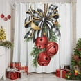 thumbnail image 2 of Christmas Bells Shower Curtains for Bathroom, Black Plaids Butterflies Wooden Ribbons Waterproof Fabric Shower Curtain for Bathroom Bathtub Decoration, Machine Washable, 72"x84", 2 of 9