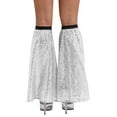 thumbnail image 2 of Raenseen Jambières à Sequins pour Femmes, Couvre-Jambes, Chaussettes à Franges, Costume de Fête Rave Argent Taille Unique, 2 of 4