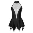 thumbnail image 3 of Mufeng Women's Glitter Sequins Lyrical Dance Costume Sleeveless Modern Contemporary Dance Dress Black L, 3 of 7